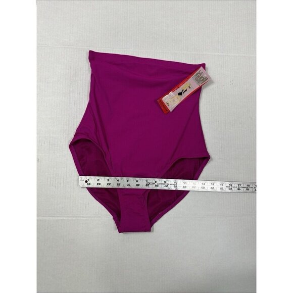 SPANX Let's Go Slimming Swimwear High Waist Bottom Women 10 Berry Pink New 8682 - Picture 14 of 16